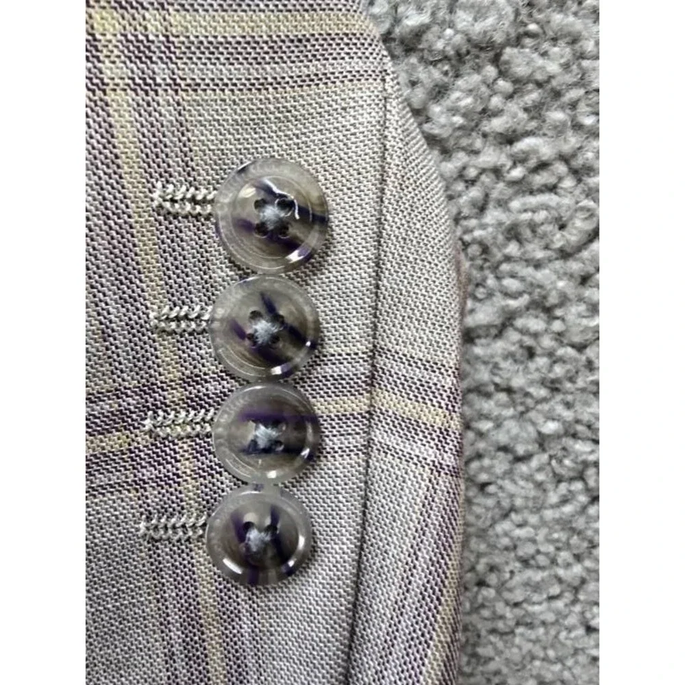 Tayion Collection Regular-Fit Suit Jacket Men's 46R Tan Check Long Sleeve